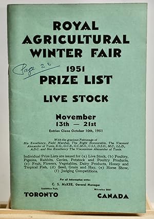 Livestock prize list, Royal Agricultural Winter Fair 1951