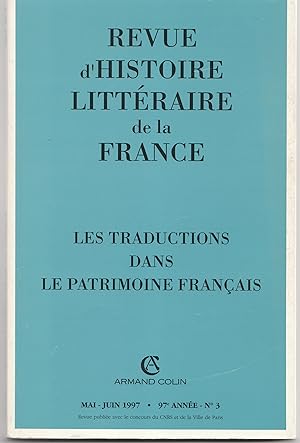 Les traductions dans le patrimoine français, in Revue d'histoire littéraire de la France
