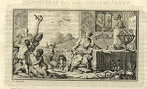 Antique Print-VIGNETTE-ARMILLARY SPHERE-OSTRICH-COW-Buffon-van Schley-1773