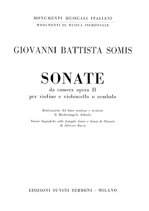 [XII] SONATE (SONATA) DA CAMERA OPERA II per violino e violoncello o cembalo. " Realizzazione del...