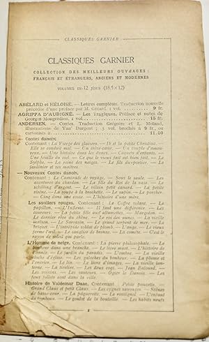 Collection des classiques Garnier. Bibliothèque française, grecque, latine