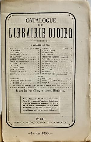 Catalogue de la Librairie Didier