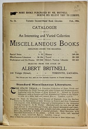 Catalogue of interesting and varied collection of miscellaneous books, no. 54