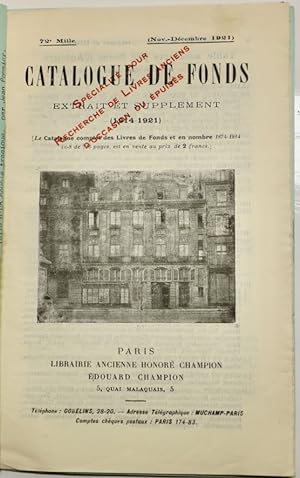 Catalogue de fonds, extrait et supplément 1914-1921