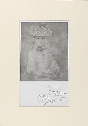 Renoir's "Girl in a Yellow Hat" image signed by Renoir and Authenticated by the Mayor of Cagnes