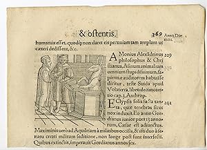 Rare Antique Print-DONKEY READING-DISASTER-VOLCANO-ETNA-Lycosthenes-1557