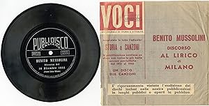 "Benito MUSSOLINI" Discorso AL LIRICO di MILANO 16/12 /1944 / SP 33 tours 17cm plastique original...