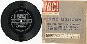 "Benito MUSSOLINI" Dichiarazione di guerra agli USA 11/12 /1941 17cm / SP 33 tours plastique orig...