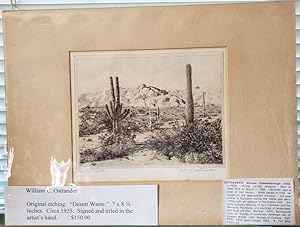 Original Etching - "Desert Waste." Circa 1925. William C. Ostrander.