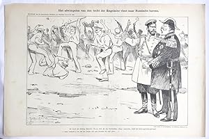 [Original lithograph/lithografie by Johan Braakensiek] Het afwimpelen van den tocht der Engelsche...
