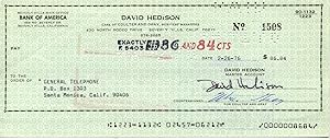 David Hedison Signed Check