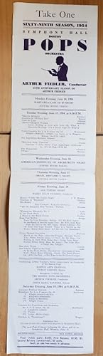 Original Broadside - "Take One; Sixty-ninth Season, 1954, Symphony Hall, Boston; Pops Orchestra, ...