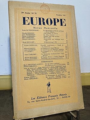 Europe n°70, octobre 1951.
