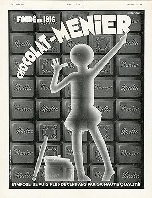 "CHOCOLAT-MENIER" Annonce originale entoilée illustrée par HENCHOZ et parue dans L'ILLUSTRATION l...