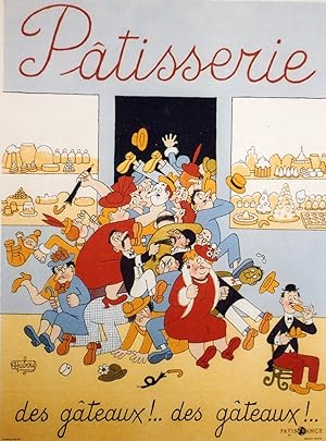 "PATISSERIE" Affiche d'intérieur originale entoilée / Litho par DUBOUT / PATISFRANCE (1956)