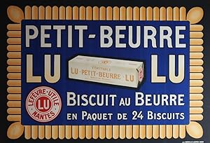 "PETIT-BEURRE LU" Affiche originale entoilée / Litho Imp. CORNILLE & SERRE Paris (1910)