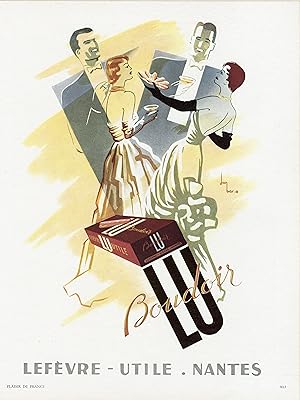 "BOUDOIR LU" Annonce originale entoilée PLAISIR DE FRANCE 1951 par JAN BAR