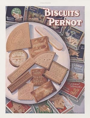 "BISCUITS PERNOD" Annonce originale entoilée par CHAPUIS & BERTHIER Dijon parue dans L' ILLUSTRAT...