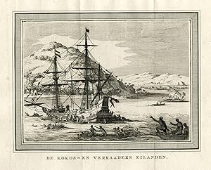 Antique Print-COCOS ISLAND-TRAITORS-VOC SHIP-Prevost-1777