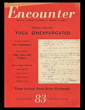 ENCOUNTER MAGAZINE Number 83, August, 1960. Arthur Koestler on Yoga Unexpurgated, William Golding...