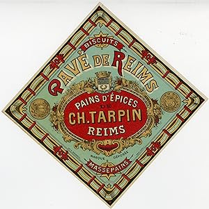 "PAVÉ DE REIMS (PAINS D'ÉPICES CH. TARPIN)" Etiquette-chromo originale (entre 1890 et 1900)