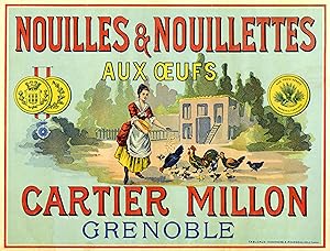 "CARTIER MILLON" Affiche d'intérieur originale / Chromo-Litho E. ROUSSEAU Dôle avant 1900