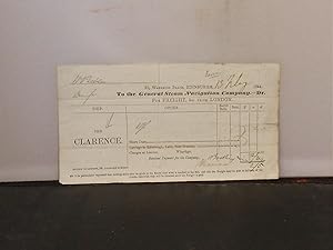 General Steam Navigation Company - Receipt for goods sent from Leith by The "Clarence", July 1844