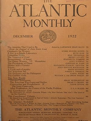 The Atlantic Monhly, Decenber 1922