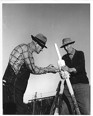 PHOTOGRAPH OF TWO APPALACHIAN MEN MAKING BROOMS