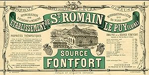 "SOURCE FONTFORT" Etiquette d'intérieur originale / Litho B. ARNAUD Lyon (1859)