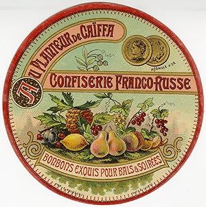 "AU PLANTEUR DE CAÏFFA CONFISERIE FRANCO-RUSSE" Etiquette-chromo originale (entre 1890 et 1900)