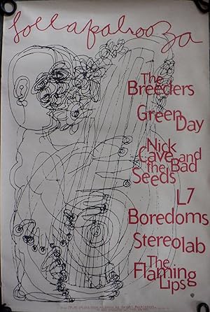 1994 Lollapalooza Concert Tour Promotional Poster. Featuring The Breeders, Green Day, Nick Cave a...