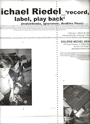 Michael Riedel : 'record, label, play back' (poster)