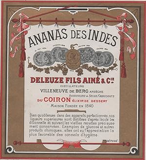 "ANANAS DES INDES / DELEUZE fils Ainé & Cie" Etiquette-chromo originale (entre 1890 et 1900)