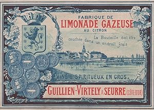"LIMONADE GAZEUSE AU CITRON/ GUILLIEN-VIRTELY" Etiquette-chromo originale (1900)