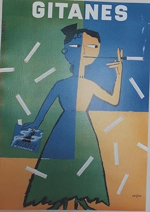 "GITANES" Affiche originale entoilée / Offset par SAVIGNAC éditée par la Régie Française des Taba...