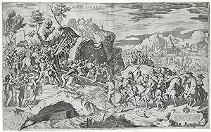 Rare-Antique Master Print-CALVARY MOUNTAIN-JESUS BEARING CROSS-Fontana-Campagnola-1584