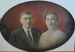 COLLECTION OF THREE (3) LARGE OVAL-SHAPED HAND-TINTED PHOTOGRAPHS OF THE JANDL FAMILY IN THE 1920s.