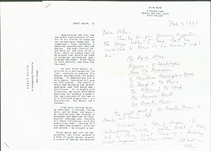 Ernst Bacon: A Contemporary Tribute. Ernst Bacon: An End-of-Century Perspective. Autograph letter...