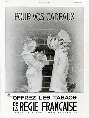 "OFFREZ les TABACS de la Régie Française" Annonce originale entoilée illustrée par "AGENCE écé" p...