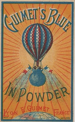 "GUIMET'S BLUE IN POWDER / E. GUIMET Lyon" Etiquette-chromo originale (entre 1890 et 1900)