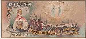 "NIKITA (SAVON SUPERFIN PARFUMS EXOTIQUES)" Etiquette-chromo originale (entre 1890 et 1900)
