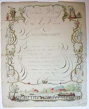 [Kermisbrief / Fair Wish Card, 1800] D.C. Schoorl. Wish card for Christmas, dated 1800, 1 p.