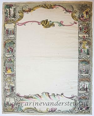 [Nieuwjaarswensch / New Year Wishes, 1790] Blank decorative card with scenes from the Old and New...