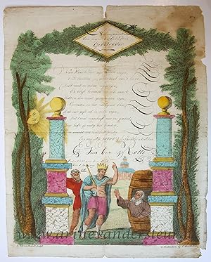 [Nieuwjaarswensch / New Year Wishes, 1816] C. van der Rotte. Hand colored wish card with Alexande...