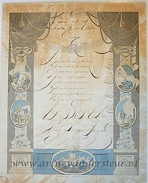 [Paasch Brief, Pasen / Easter Wish Card, 1837] Pieter Dirks[zoon] Jongejans. Assendelft. Hand col...