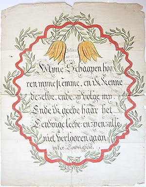 [Heil- en Zeegewens / Wish Card, Manuscript, 1750] Handwritten wish card. Passage from the Gospel...