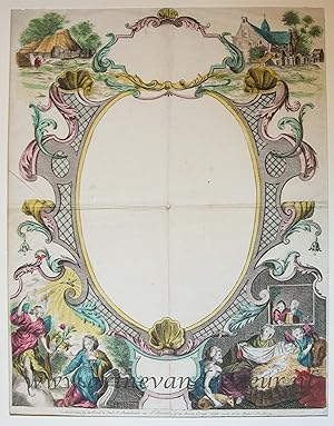 [Nieuwjaarswensch / New Year Wishes, ca 1782 ] Blank decorative card with Nativity scenes, publis...