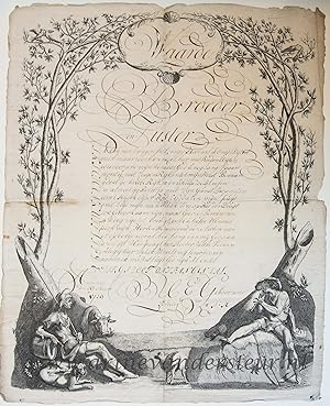 [Wenskaart/Wish Card, 1739] J.H. Ammerslot. Wishcard with Mercurius and Argus, dated 1739, 1 p.