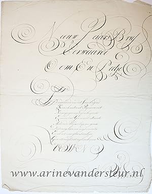[Nieuwjaarswensch, Nieuwe jaars Brief / New Year Wishes 1780] N. Volene(?). Calligraphic wish car...